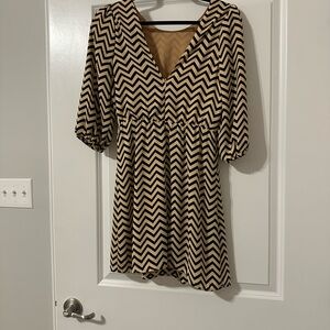 Sugarlips Black and Tan Chevron Dress